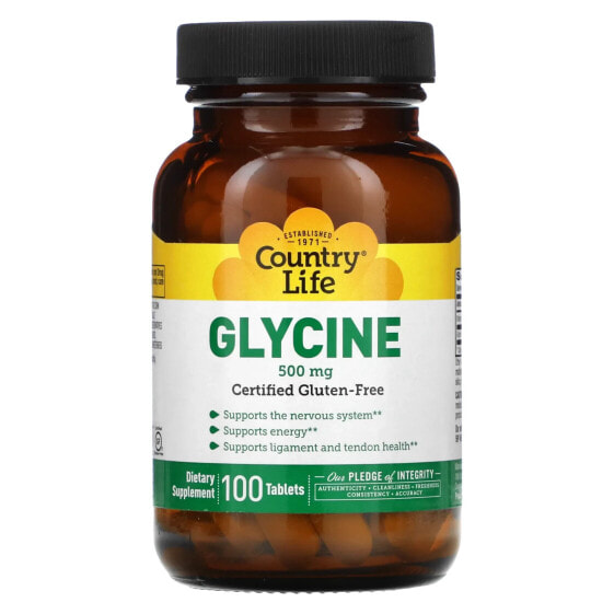 Аминокислоты Country Life Глицин, 500 мг, 100 таблеток