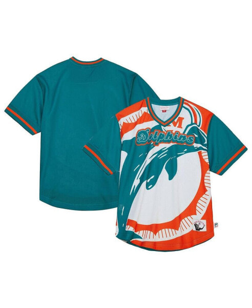 Men's Aqua Miami Dolphins Jumbotron 3.0 Mesh V-Neck T-shirt