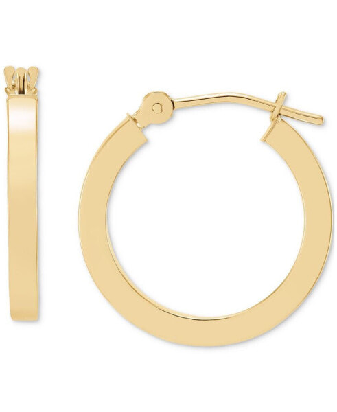 Polished Square Tube Small Hoop Earrings in 14k Gold, 5/8"