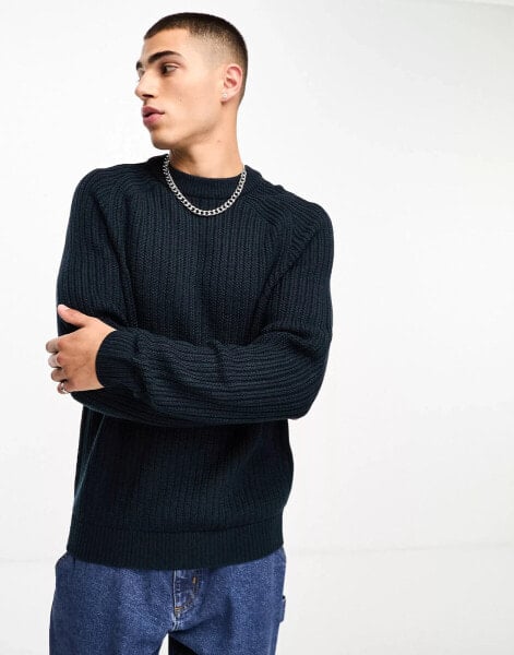 COLLUSION knitted crewneck jumper in navy blue