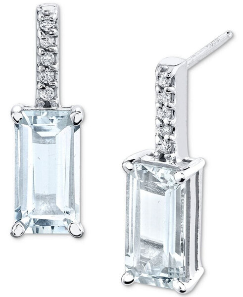 Серьги Macy's Aquamarine & Diamond Stud