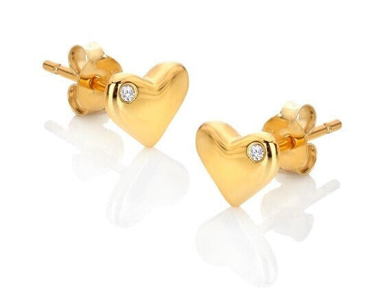 Jac Jossa Soul DE781 Gold Plated Heart Earrings With Genuine Diamonds