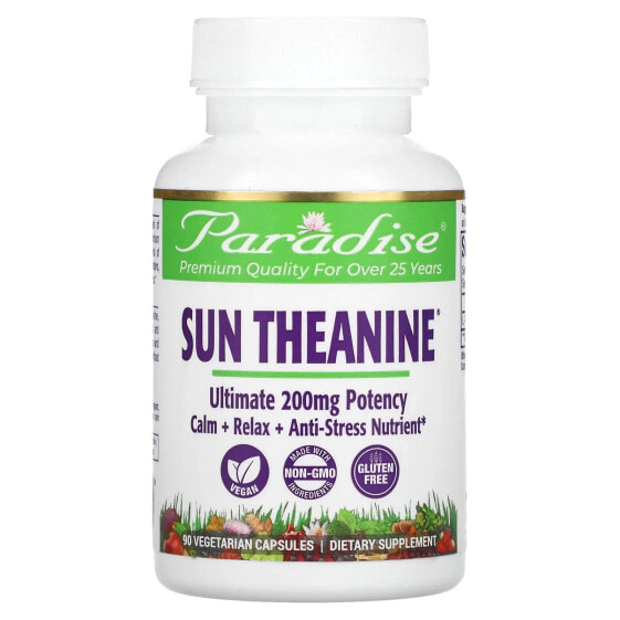 БАД аминокислоты Paradise Herbs Sun Theanine, 200 мг, 90 вегетарианских капсул