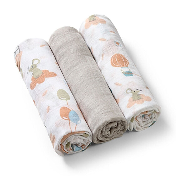 BABYONO 3 70x70 cm Mouse Bamboo Muslin Pack