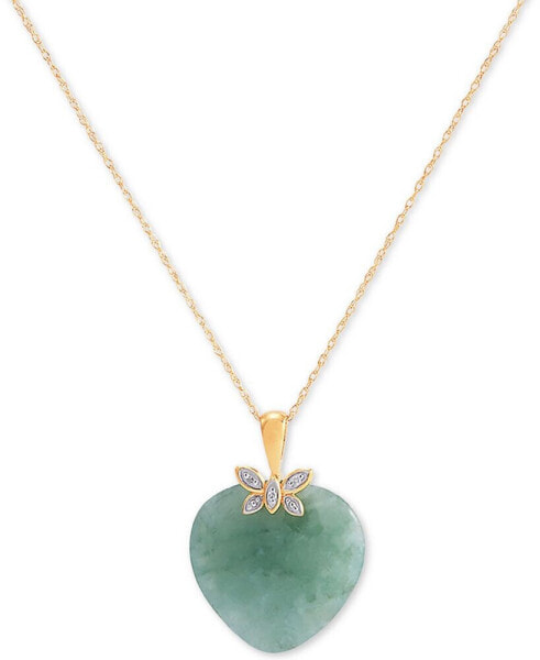 Macy's jade (19mm) & Diamond Accent Heart 18" Pendant Necklace in 10k Gold