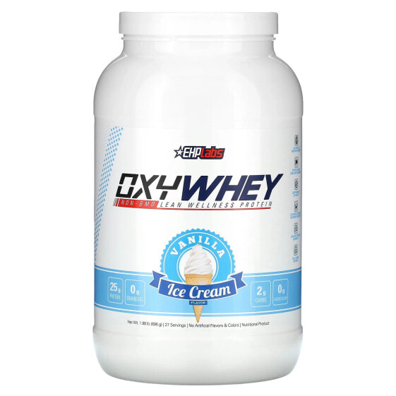 Протеин сывороточный EHPlabs OxyWhey, Lean Wellness Protein, Ванильный мороженое, 896 г