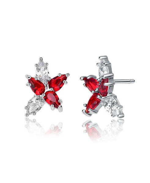 Серьги Genevive Ruby Zirconia