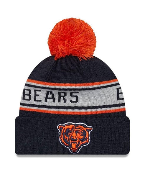 Big Boys Navy Chicago Bears Repeat Cuffed Knit Hat with Pom