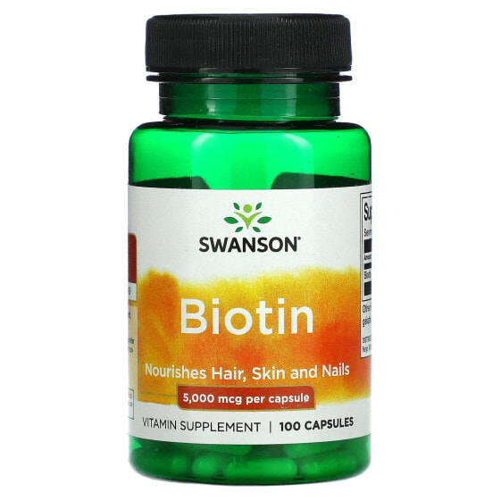 Biotin, 5,000 mcg, 100 Capsules