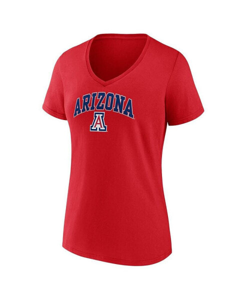 Women's Red Arizona Wildcats Evergreen Campus V-Neck T-shirt