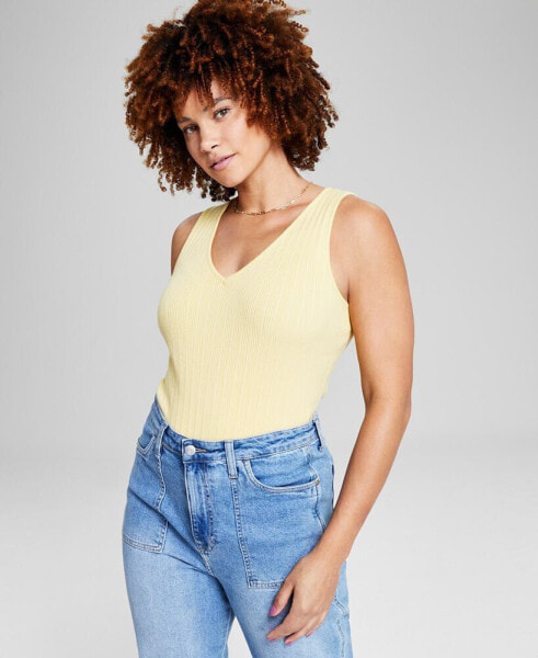 Women's Sleeveless Sweater V-Neck Bodysuit, Created for Macy's