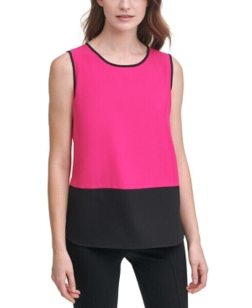 Топ Calvin Klein Sleeveless Color Block Blouse Pink Black