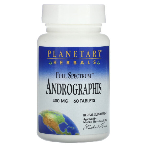 Травяной дополнительный комплекс Full Spectrum Andrographis, 400 мг, 60 таблеток Planetary Herbals
