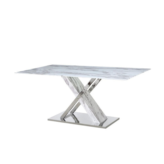Обеденный стол DKD Home Decor Стеклянный Серебристый Серый Сталь Белый 180 x 90 x 78 cm