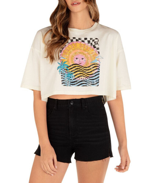 Juniors' Psychedelic Surf Cropped T-Shirt