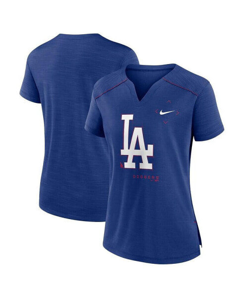 Women's Royal Los Angeles Dodgers Pure Pride Boxy Performance Notch Neck T-shirt