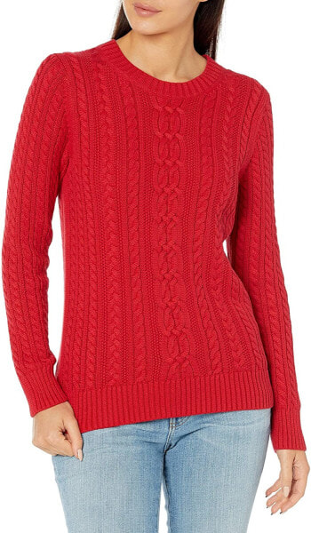 Amazon Essentials Women's Cable Knit Pullover with Long Sleeves and Crew Neck, Available in Plus Sizes