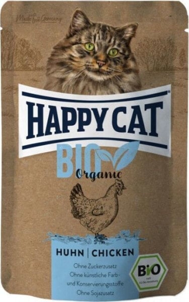Влажный корм для кошек Happy Cat, Bio Organic, кусочки с курицей, 85 г