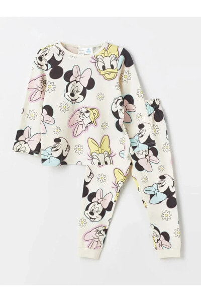 Пижама LC WAIKIKI для девочек с длинными рукавами Minnie Mouse, украшенная велосипедным воротником