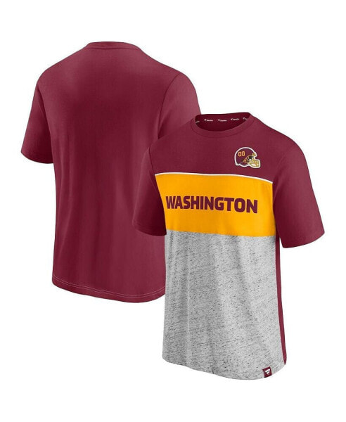 Men's Burgundy, Heathered Gray Washington Football Team Colorblock T-shirt