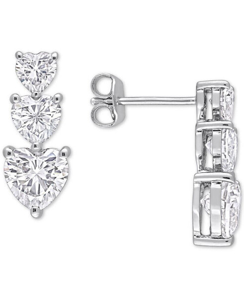 Lab-Grown Moissanite Graduated Heart Stud Earrings (3-1/2 ct. t.w.) in Sterling Silver