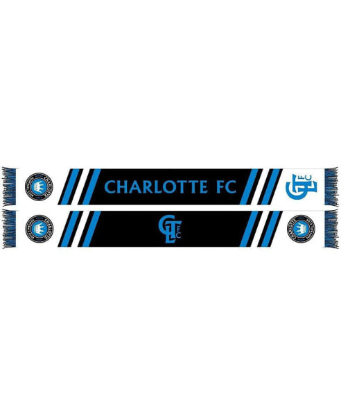 Men's and Women's Black Charlotte FC Secondary Striped Knit Scarf