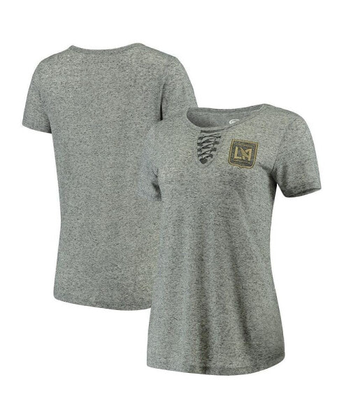 Women's Gray LAFC Podium Lace Up T-shirt