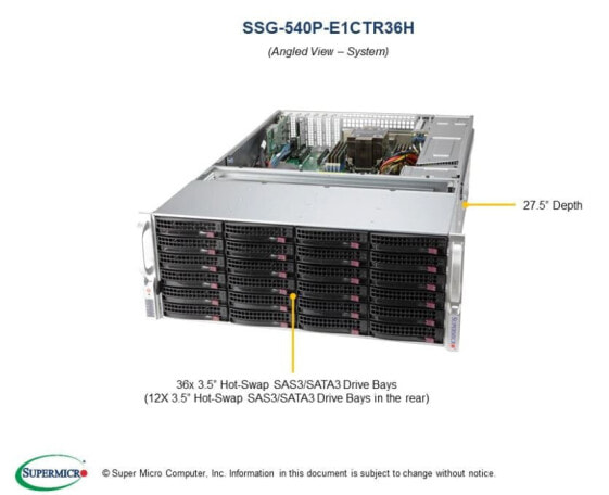 Supermicro SuperStorage Server 540P-E1CTR36H - Server Barebone - Intel Sockel 4189 (Xeon Scalable)