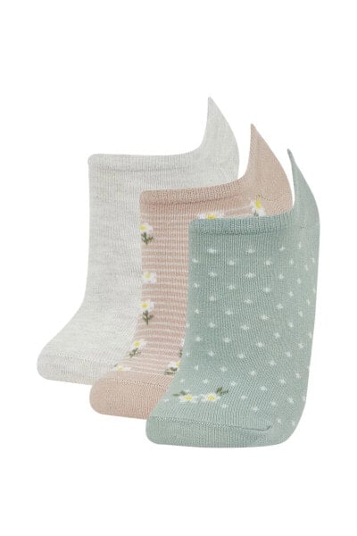 Носки defacto Комплект из 3-х женских носков из хлопка с цветочным узором B6024AXNS