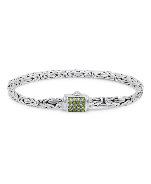 Peridot & Borobudur Oval 5mm Chain Bracelet in Sterling Silver