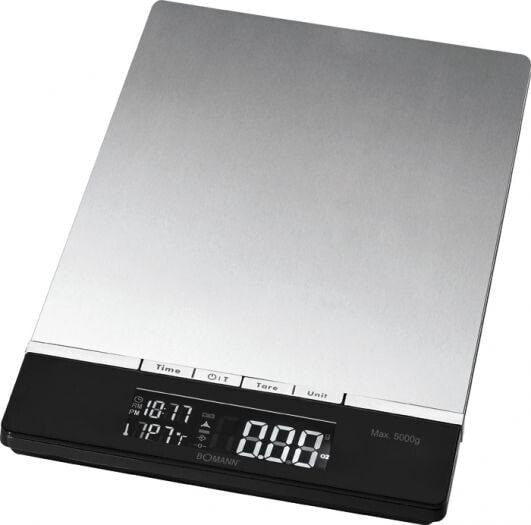 Весы кухонные электронные BOMANN KW 1421 CB - 5 кг - 1 г - Черные - Нержавеющая сталь - Кнопки - ЖК-дисплей