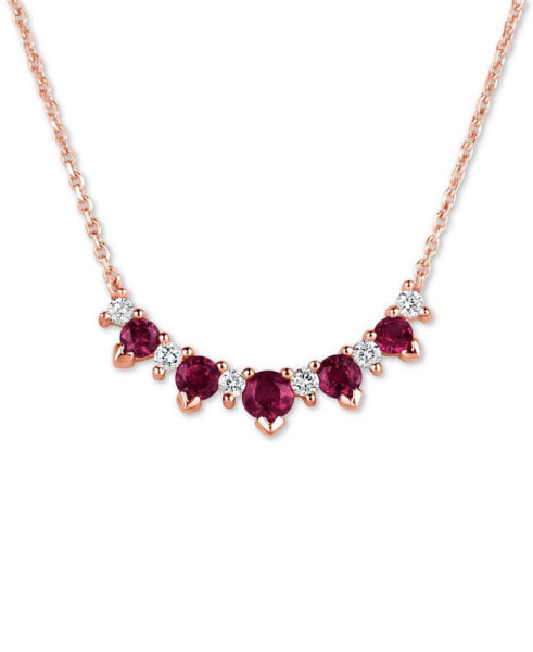 Ruby (3/4 ct. t.w.) & Diamond (1/5 ct. t.w.) 17" Collar Necklace in 14k Rose Gold