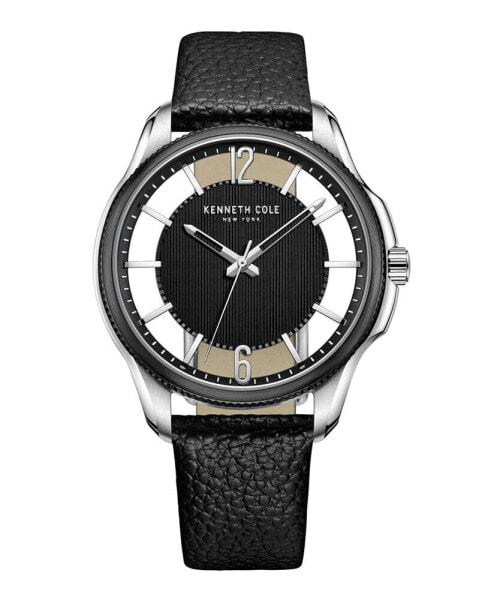 Часы и аксессуары Kenneth Cole New York мужские с кожаным ремешком и прозрачным циферблатом 42 мм