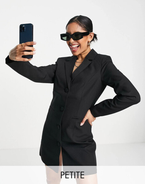 Vila Petite tailored blazer mini dress in black