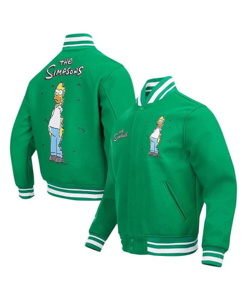 Men's Homer Simpson Kelly Green The Simpsons Hiding in the Bushes Full-Zip Varsity Jacket