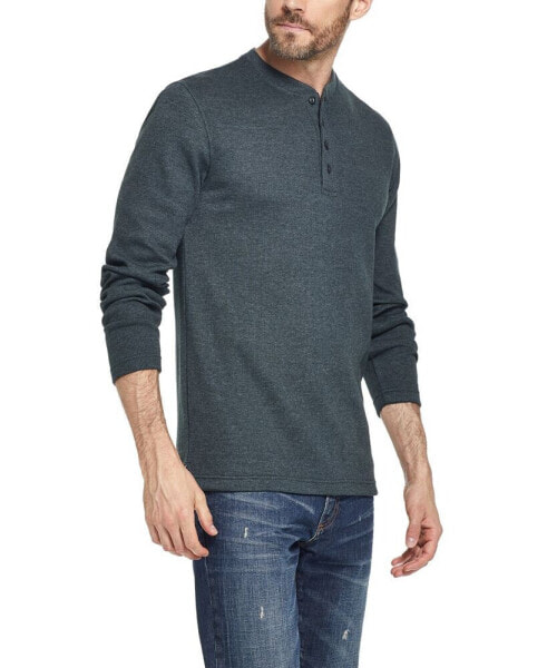 Men's Long Sleeved Waffle Henley T-shirt