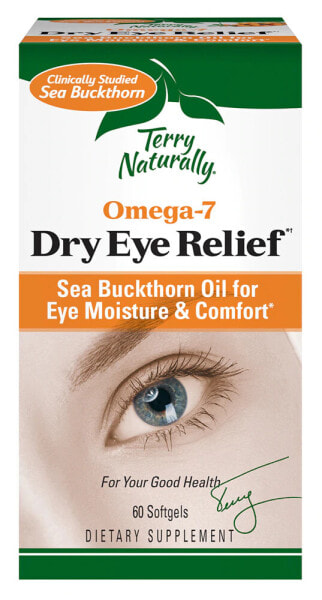 Terry Naturally Omega-7 Eye Relief - Пищевая добавка  Омега-7  с облепиховым маслом lдля облегчения синдрома сухого глаза --60 капсул