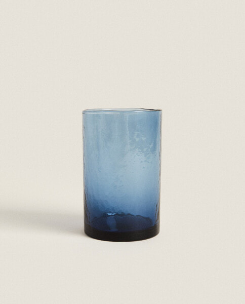 Tall hammered glass tumbler