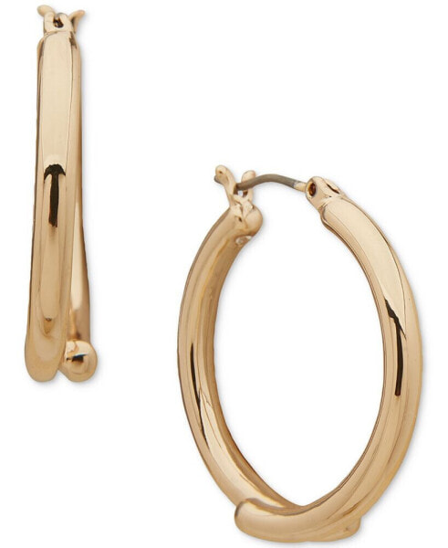 Gold-Tone Bypass Round Hoop Earrings, 1"