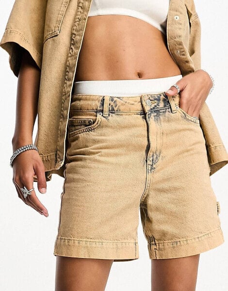 JJXX loose cargo shorts co-ord in overbleached denim