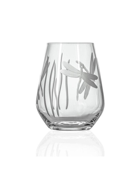 Dragonfly Stemless Wine Tumbler 18Oz - Set Of 4 Glasses