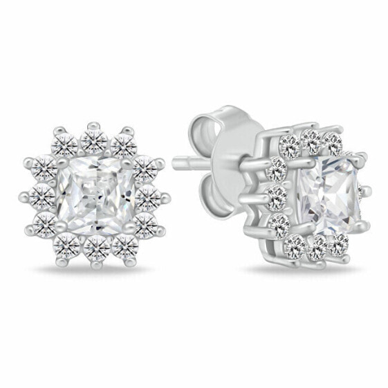 Sparkling silver earrings with zircons EA1051W