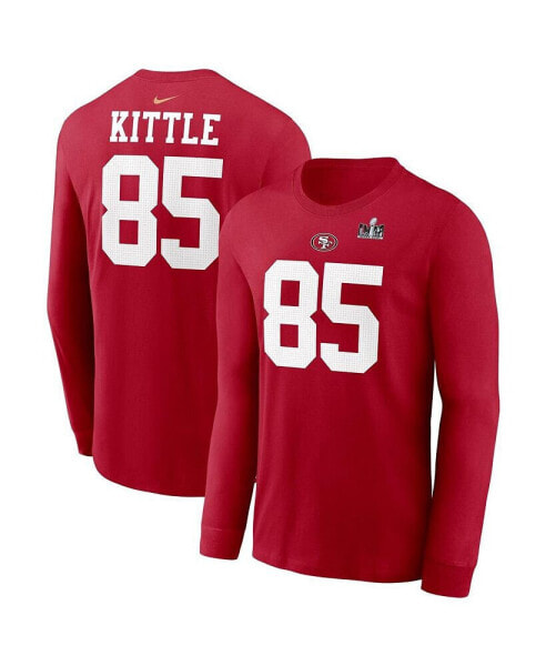 Футболка мужская Nike George Kittle Scarlet San Francisco 49ers Super Bowl LVIII - длинный рукав