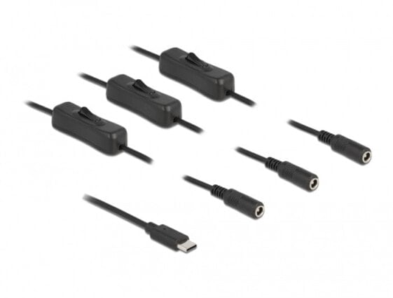 Аксессуар Delock 86801 - USB Type-C - 3 x DC 5,5 x 2,1 мм - 1 м - Черный