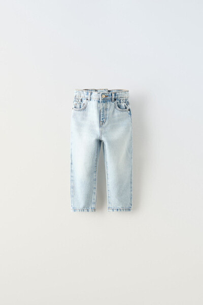 Straight-fit paperbag jeans