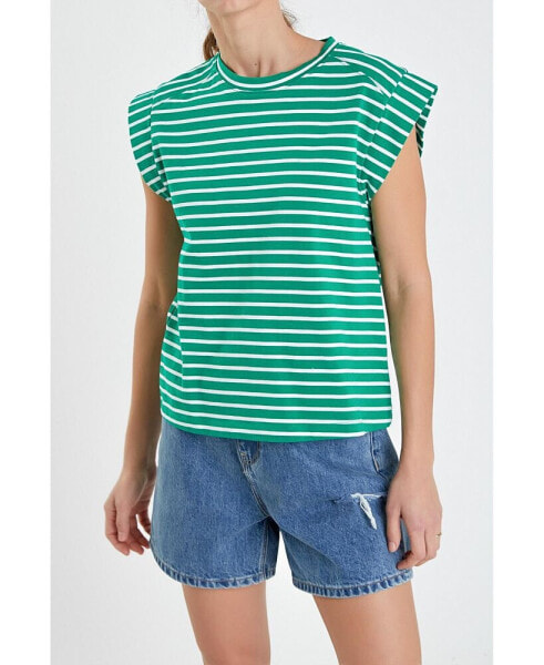 Women's Stripe Rib Cotton T-shirt