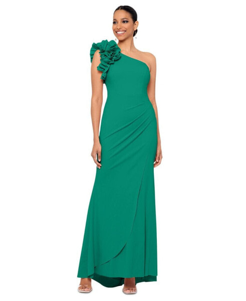 Women's Ruffled One-Shoulder Gown