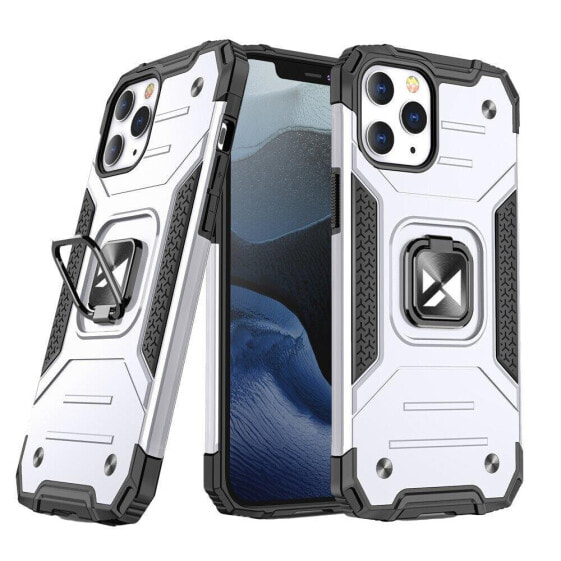 Чехол силиконовый Ring Armor для iPhone 14 Pro Max Wozinsky с удобным устройством Ring, серебристый