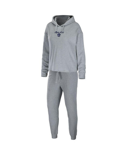 Women's Heather Gray Toronto Maple Leafs Logo Pullover Hoodie and Pants Sleep Set