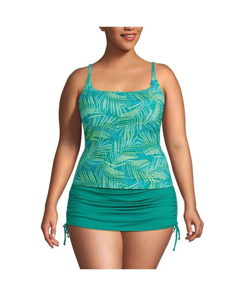 Plus Size Chlorine Resistant Square Neck Tankini Swimsuit Top